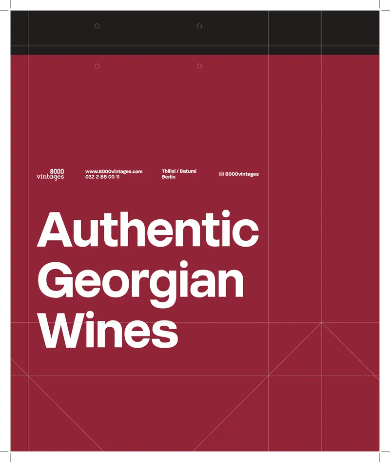 8000 Vintages-ის წითელი ღვინის ჩანთის საბეჭდი ფაილი: „Authentic Georgian Wines“